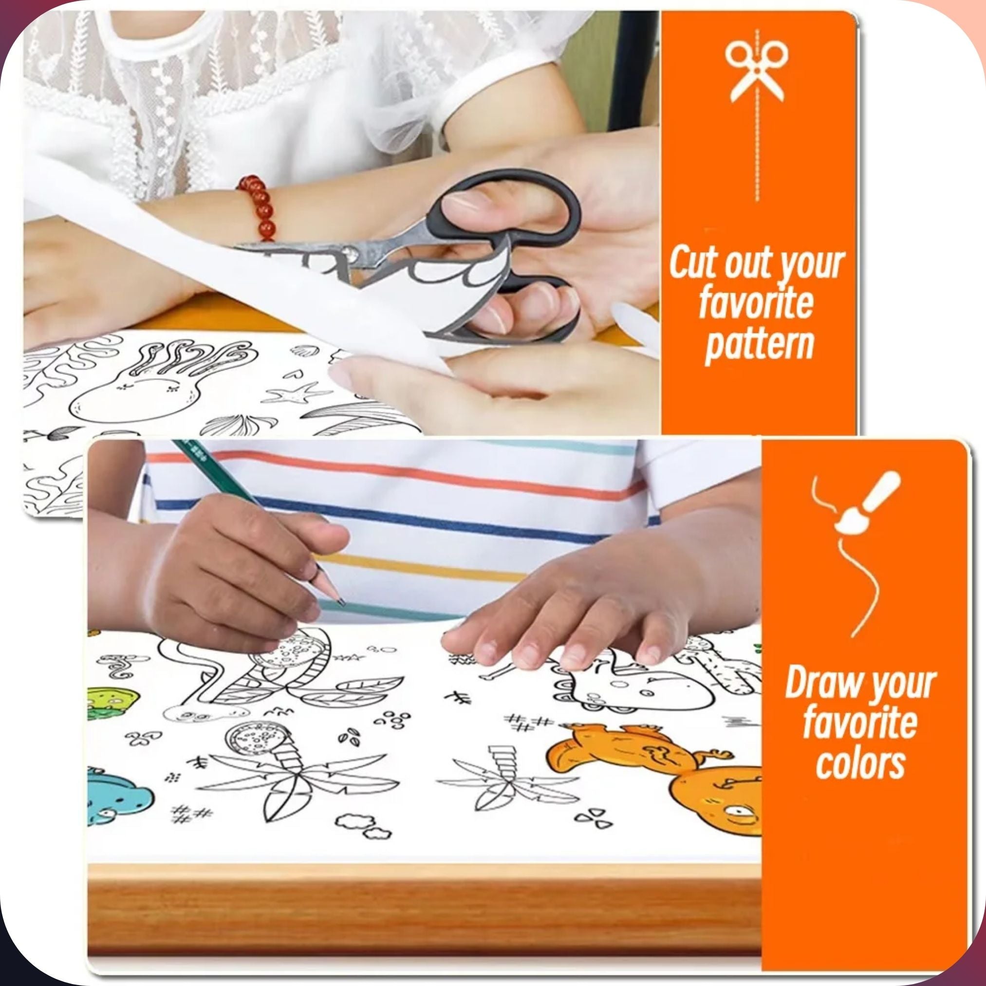 Kids 90cm Animal Canvas Coloring Roll – DIY Drawing & Graffiti Activity Paper