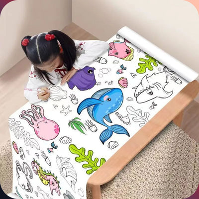 Kids 90cm Animal Canvas Coloring Roll – DIY Drawing & Graffiti Activity Paper