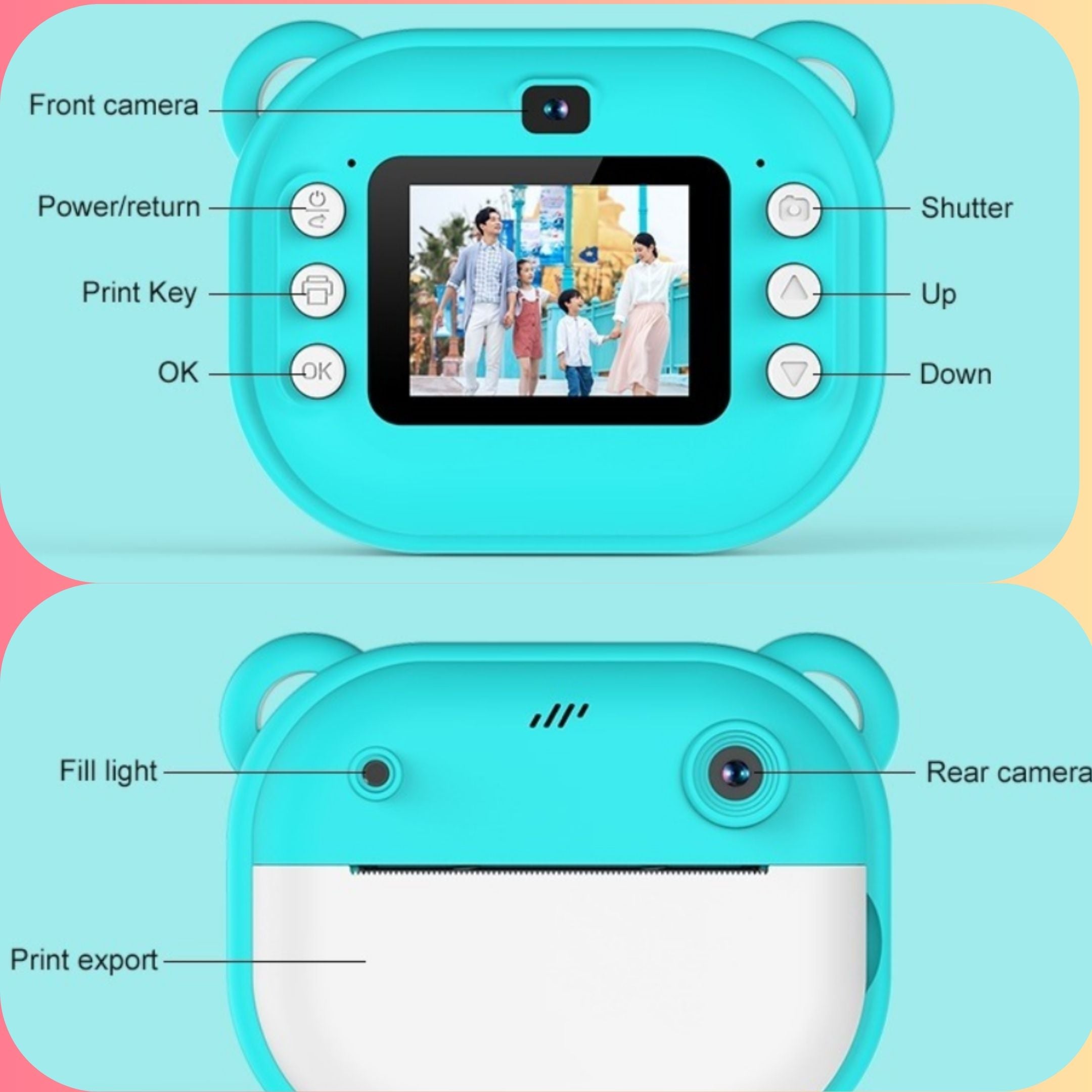 Kids Instant Print Digital Camera with 32GB Card